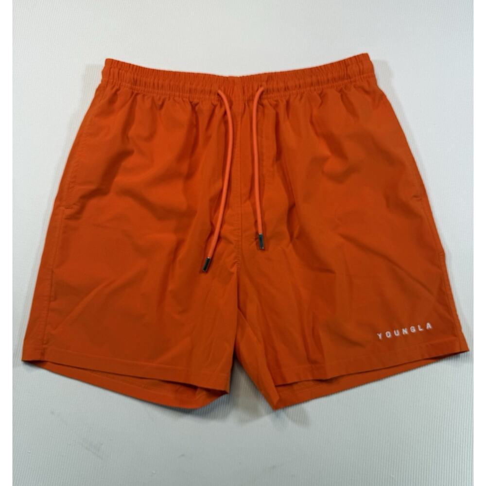YoungLA Swim Trunks Men’s XL Orange Lined Stretch Athletic Shorts